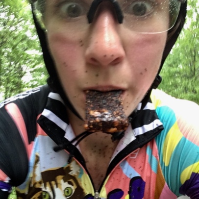 Erica Moe takes on the Dirty Double Cross, 2018. 30 miles in, already eating bear scat (ok, it's a bar)
